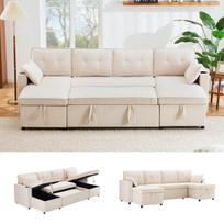 U formos sofa-lova su laikymo vieta ir gėrimų laikikliu