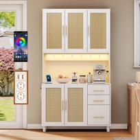 Virtuvės spinta, 183 cm, LED apšvietimas, 2 USB, 3 stalčiai