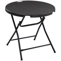 Sodo stalas apvalus, sulankstomas, Ø80 cm, 4 asmenims, medžio imitacija, tamsiai pilkas, balkonas, terasa