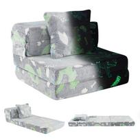 Costway 3 viename vaikiška sofa, šviečianti tamsoje, pilka