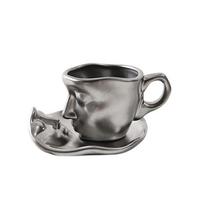 Keraminis espresso puodelis su metalu, Sidabrinis
