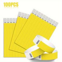 100vnt Komfortiškos Atplėšiamos Tyvek Apyrankės Renginiams - 10 Spalvų,  Geltona 100vnt