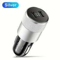 40W Dvigubas USB C Automobilinis Įkroviklis IPhone Xiaomi Huawei,  Juoda + Sidabrinė
