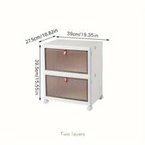 Didelės Sulankstomos Baltos Plastikinės Batų Dėžės Su Ratukais, Dviejų sluoksnių