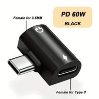 USB-C į 3.5mm garso adapteris,  Juoda