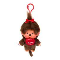 Raktų pakabukas Monchhichi Big Head, 10 cm, ruda sp./raudona sp.