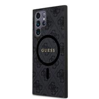 GUESS 4G Colored Ring PU Leather MagSafe Case for Samsung Galaxy S24 Ultra / Black
