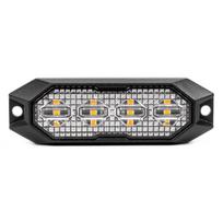 Plokščia LED įspėjamoji blykstės lempa, oranžinė, 4x3W, R65 R10, 12V/24V, IP6K9K AMIO-03929