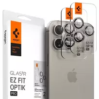 Spigen Glass tR EZ Fit Optik Pro 2 Pack, nature titanium - iPhone 16/15 Pro/ 16/15 Pro Max