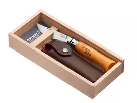 Kišeninis peilis OPINEL Nr. 08 Carbon su dėklu medinėje dėžutėje