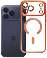 OEM dėklas, skirtas iPhone 17 Pro Max / 18 Pro Max (žemas kameros kraštas), Electro Mag dėklas, suderinamas su MagSafe, oranžinis