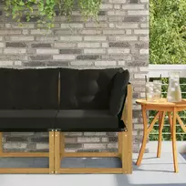 Lauko kampinė sofa Kietas akacijos medis ir tekstilenas Balta