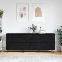 Šoninės lentynos 3 pcs juoda ąžuolo 180 x 35 x 70 cm