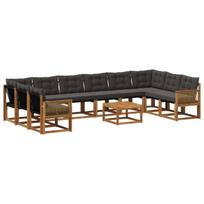 Lauko sofos komplektas su pagalve 11 pcs Natūrali ir juoda