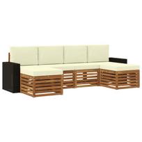 Sofų komplektai su pagalve 6 pcs Natūralus ir grietinėlė