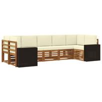 Sekcijos sofų komplektas 7 pcs Natūralus ir grietinėlė