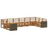 Lauko sofos komplektas 10 pcs Natūrali Kietos akacijos mediena