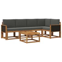 Lauko sofos komplektas su pagalve 6 pcs Natūralus ir antracitas