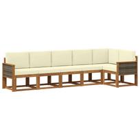 Lauko sofos komplektas su pagalve 6 pcs Natūralus ir grietinėlė