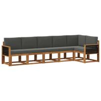Lauko sofos komplektas su pagalve 6 pcs Natūralus ir antracitas