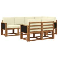Lauko sofos komplektas su pagalve 7 pcs Natūralus ir grietinėlė
