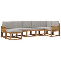 Lauko sofos komplektas 7 pcs Natūrali ir šviesiai pilka