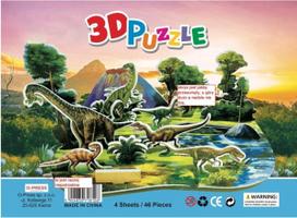 3D dėlionė Dinosaurs, 28.5 cm x 21 cm, 46 vnt., įvairių spalvų