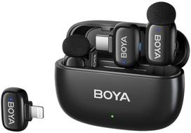 BOYA Microphone Wireless Mini 2-01 2.4GHz, with 2 transmitters and 2 receivers (Type-C and Lightning) Black EU | 6977490711812 | 6977490711812