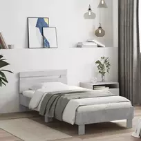 Lova Lovos rėmas su LED Betono pilka 80 x 200 cm Apdirbta mediena