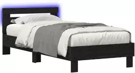 Lova Lovos rėmas su LED Juodojo ąžuolo 80 x 200 cm Apdirbta mediena