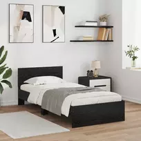 Lova Lovos rėmas su LED Juodojo ąžuolo 80 x 200 cm Apdirbta mediena
