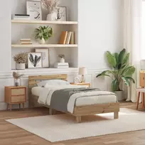 Lova Lovos rėmas su LED Artisano ąžuolo 80 x 200 cm Apdirbta mediena