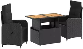 Lauko baldų komplektas Lauko valgomojo komplektas 3 pcs Juoda