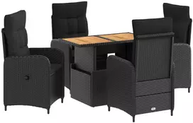 Lauko valgomojo komplektas 5 pcs Juoda