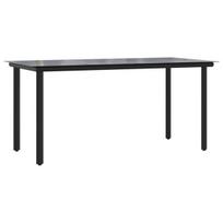 Sodo valgomojo stalas，Lauko stalas, juodas, 160x80x74cm, plienas ir stiklas CFE558059