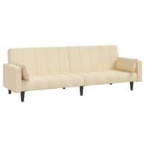 Dvivietė sofa-lova，Poilsio sofa su dvejomis pagalvėmis, kreminė, audinys CFE97249