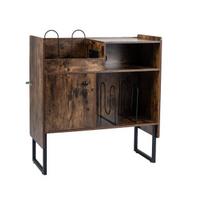 Costway patefono stovas, įkrovimo stotelė, 80x35,5x85,5 cm, ruda ir juoda
