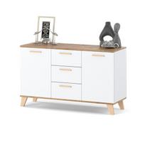 Komoda Hurtownia-Mebli Olivier, Balta, 120 cm, Spintelė talpi RTV su 3 stalčiais skandinaviška