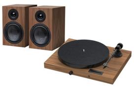 Pro-Ject JukeBox E1 HiFi rinkinys, medinis – pilna stereo garso sistema su patefonu
