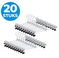 Drabužių pakabos su segtukais, 20 vnt., 31 cm, metalinės, sidabrinės