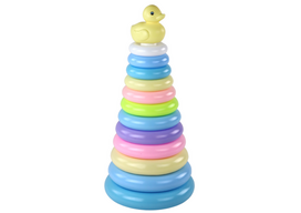 Edukacinė piramidė, antis Lean Toys, 39 cm, įvairių spalvų, 12 vnt.