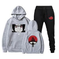 Vyriški 2 dalių sportinio kostiumo rinkinys Karštas Anime Hoodie + Kelnės Unisex Harajuku Manga Sweatsuit su gobtuvu Megztinis + sportiniai kelnės bėgimo kostiumai S