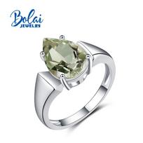 925 sterlingų sidabro moteriškas Žiedas natūralios žalios ametisto kriaušės 8*12mm dailus papuošalas moterims Dovana us ring size 7# žalia