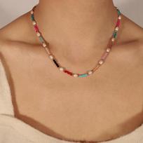 Nivora Bohemia Natūralaus Akmens Grandinėlės Karoliai Moterims Gėlavandenių Cirkonių Nerūdijančio Plieno Spalvingų Akmenukų Choker Kaklo Cirkonis