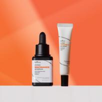 Isntree Hyper Niacinamidas 20 Serumas + Vitaminas C30 Kremas Rinkinys Šviesinantis & Porų Priežiūros Duo