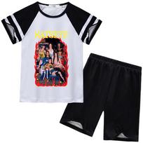 92638 Kids Girls KATSEYE Print Short Sleeves Top Pants Pajamas Sleepwear Sets 110cm juoda