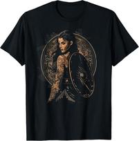 NAUJA RIBOTA Vikingų Warrior Moteris Norse Mitologijos Shield Maiden Marškinėliai S-5XL Unisex Marškinėlis XXXL black