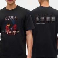 Andrea Bocelli 2026 Tour Date Romanza 30th Anniversary World Tour T-shirt Daily Outdoor Retro Men's and Women's T-shirt S juoda