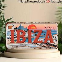 Ibiza Pakrantės Miesto Saulėlydis Flamingo Aliuminio Skardos Ženklas Sienos Meno Dekoras Garažui Barui Vyriškam Kambariui D Plokščia Spauda Metalo Plakatas 15x30cm(5.9x7.8inch)