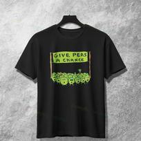 Give Peas A Chance Funny Vegetable Graphic Tee Soft Cotton Round Neck TShirt for Unisex S